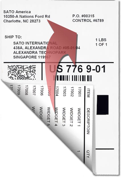 Double-Sided shipping label with packing list on the back