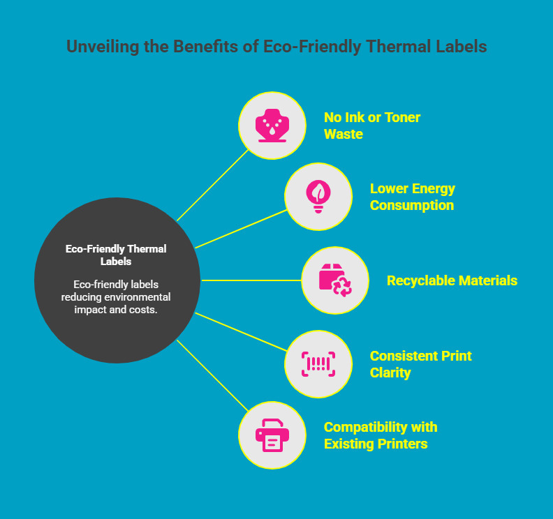 Infographic on Key reasons eco-friendly thermal labels are widely adopted include