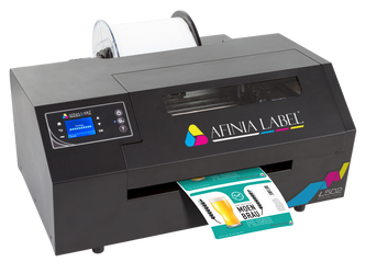The Afinia L502 switches between dye and pigment ink by swapping printheads, letting one machine cover both prime and durable labeling jobs.
