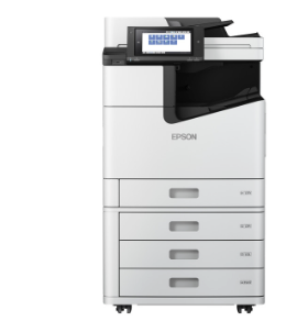 A printer printing a label