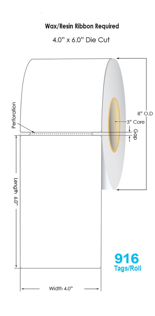 thermal transfer die-cut tags in a roll