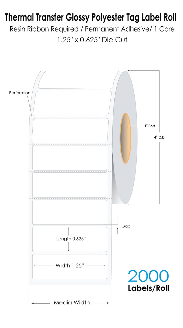  A roll of polypropylene labels