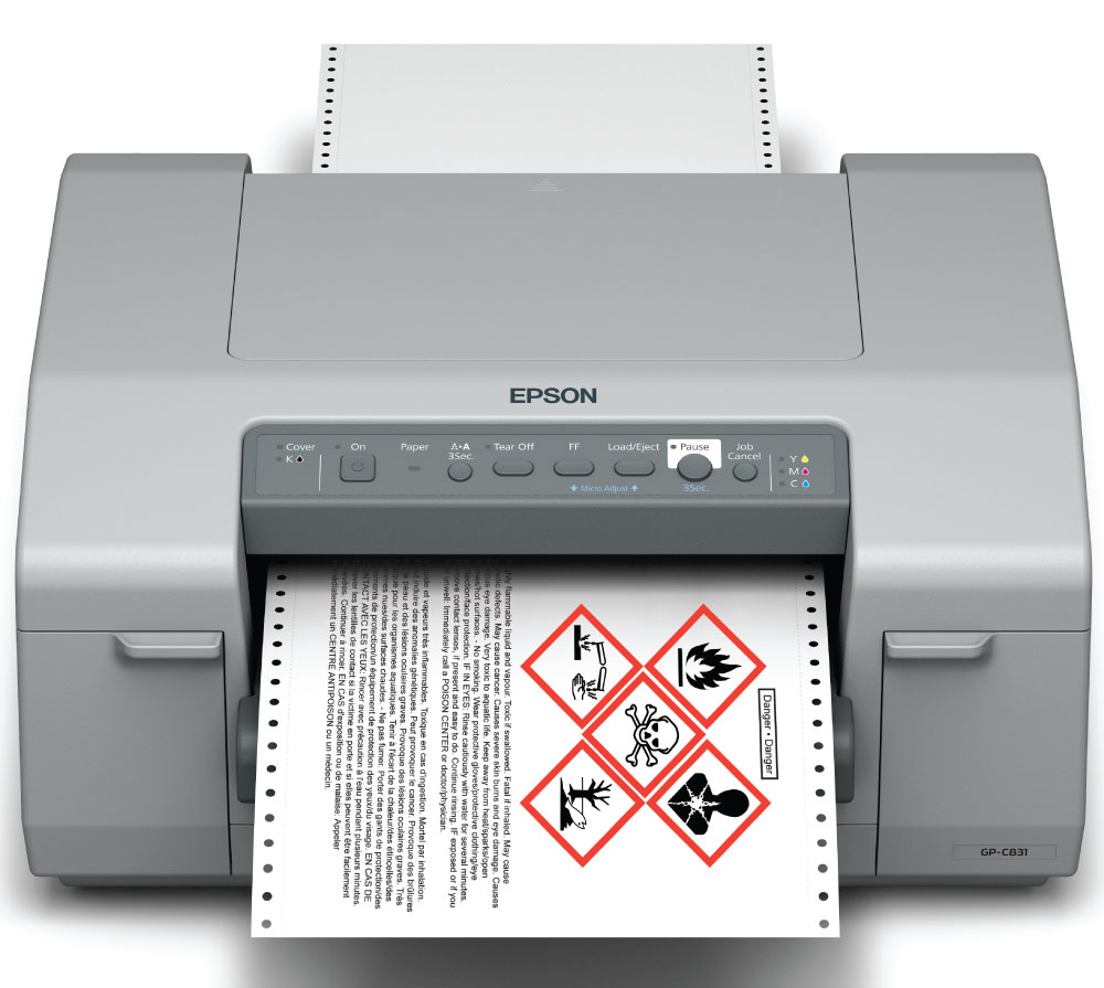 Finance your Epson GP-C831 GHS color label printer from DuraFastLabel.ca