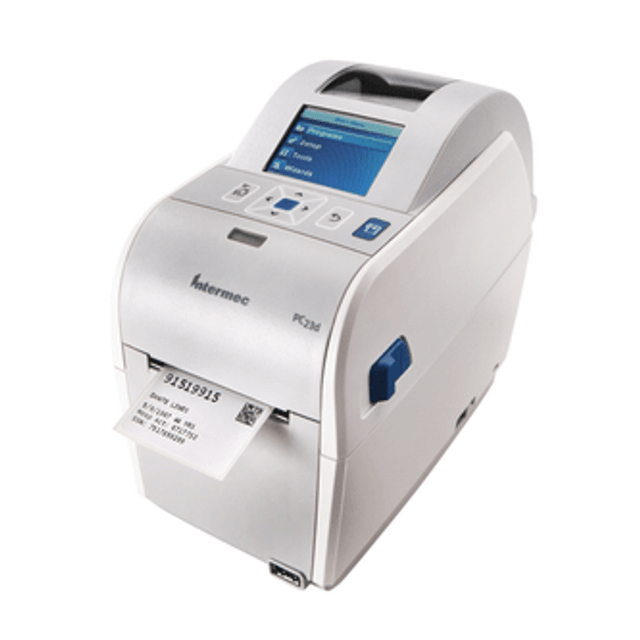 Honeywell PC23D compact direct thermal barcode label printer.