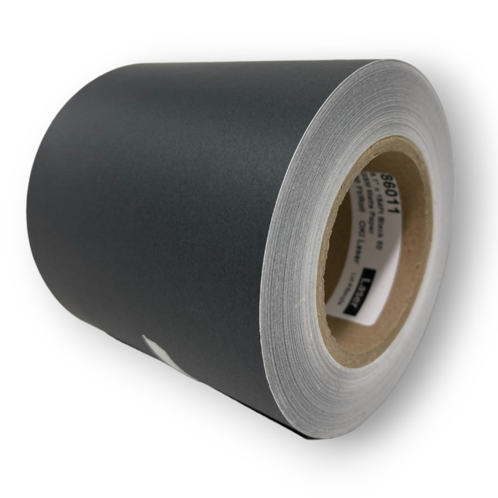 OKI Laser 5.1" x 320 Ft Continuous Matte Black Paper Label Roll