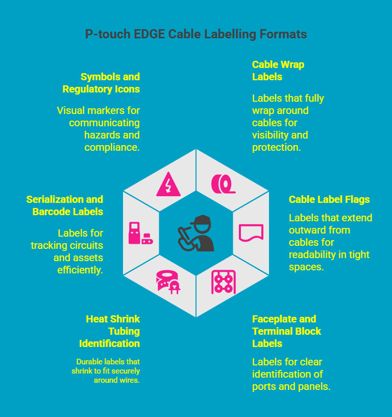 Infographic on What Cable Labelling Formats Can You Create Using P-touch EDGE Models