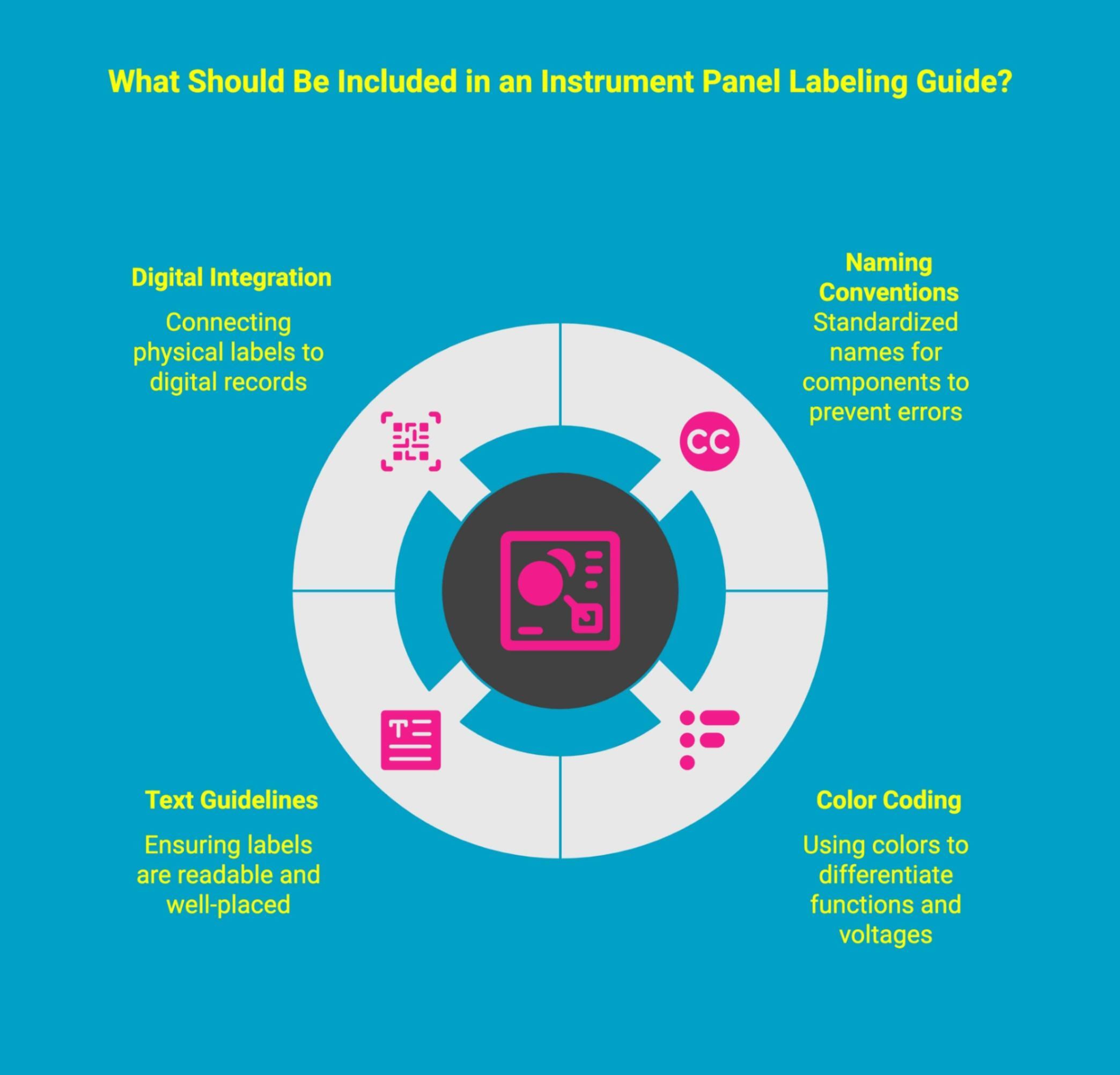 infographic showcasing what should be included in an instrument panel labeling guide