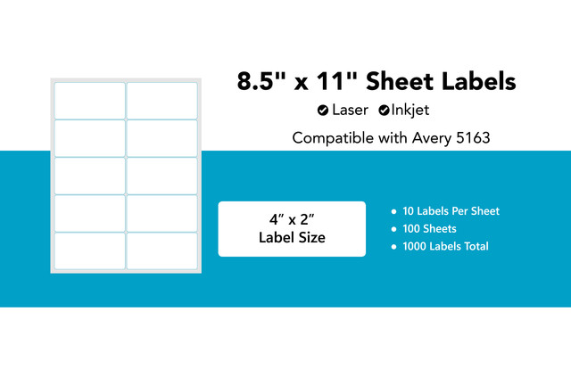 4 x 2 laser and inkjet label sheet