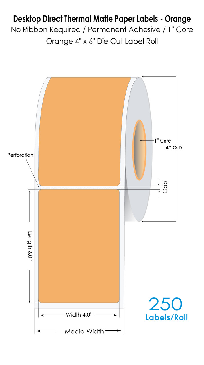 direct thermal labels in orange colour