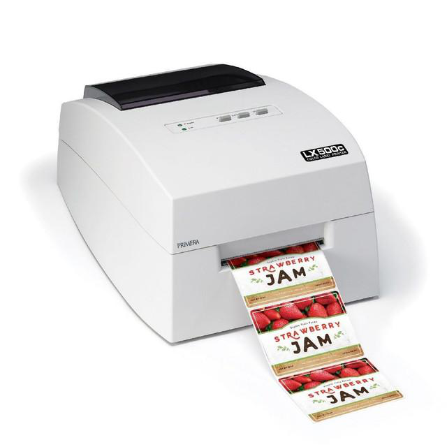 Desktop color label printers are used for on-demand product and packaging label production.