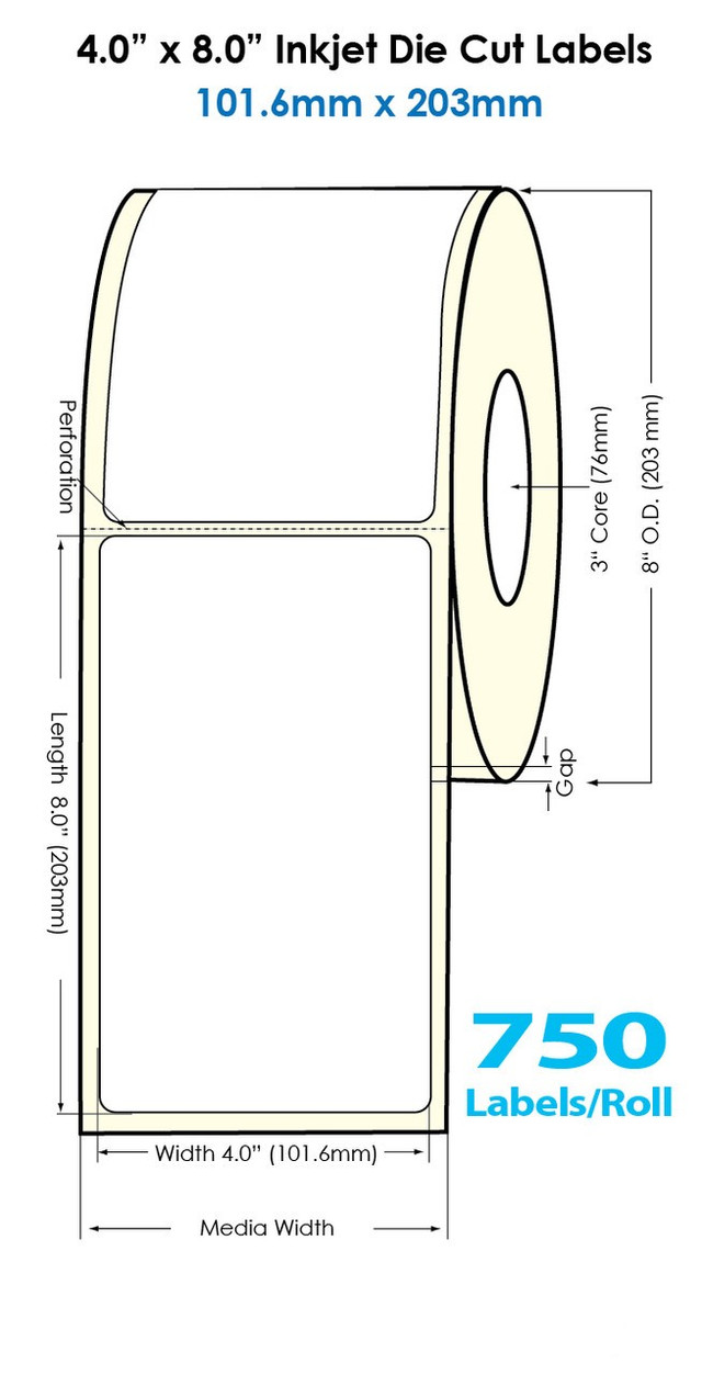 product image of Inkjet 4"x8" glossy polypropylene labels