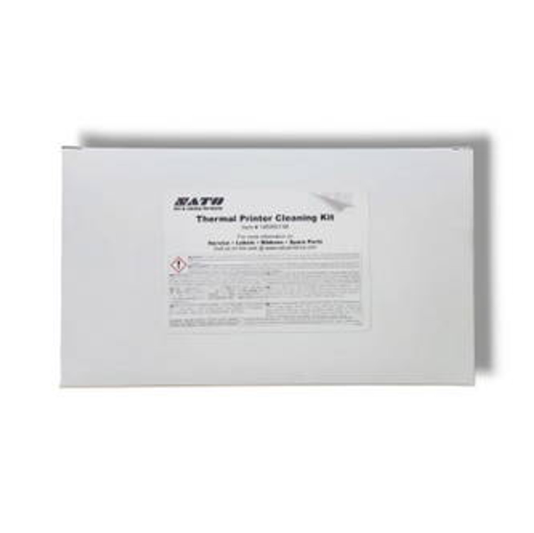 SATO thermal transfer printer cleaning kit with supplies for ribbon and label maintenance.