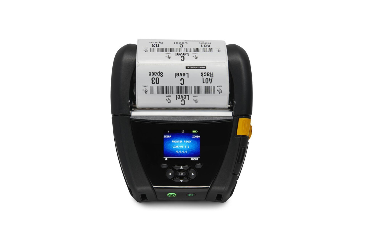 Zebra ZQ63-AUXA004-00 | ZQ630 Plus 4-Inch Mobile Label Printer w/ Wi-Fi 6 Dual Radio, 0.75" Core, Belt Clip
