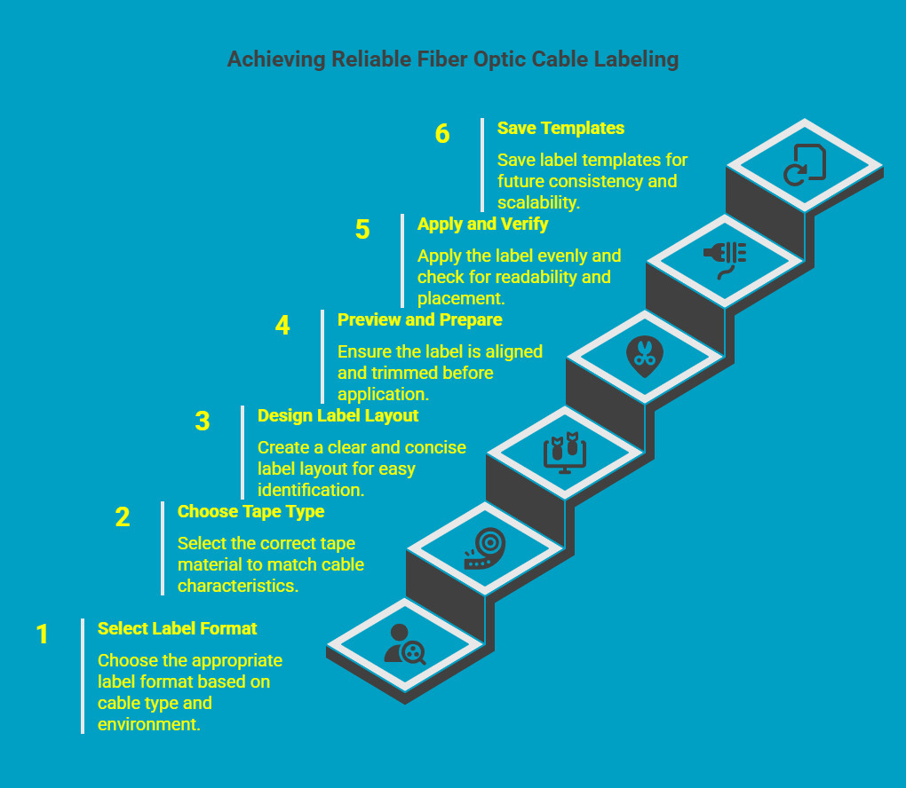 Infographic on How to Label Fiber Optic Cables Using a Brother P Touch Label Maker Infographic on How to Label Fiber Optic Cables Using a Brother P Touch Label Maker