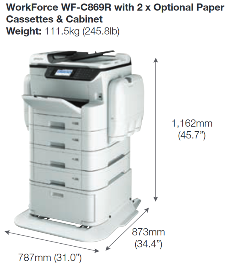 Epson WorkForce WF-C869R Colour A3 Multifunction Printer & Copier 24ppm