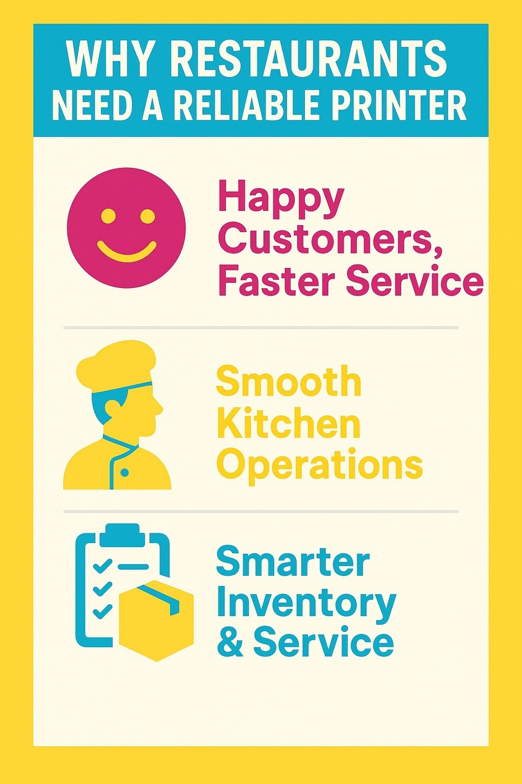 Infographic showcasing why restaurants need a reliable printer Infographic showcasing why restaurants need a reliable printer