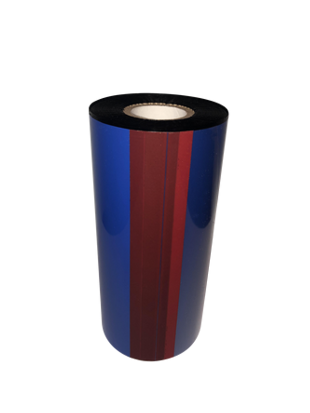 Zebra 7x147ft MP wax ribbon roll for thermal transfer printing on paper labels.