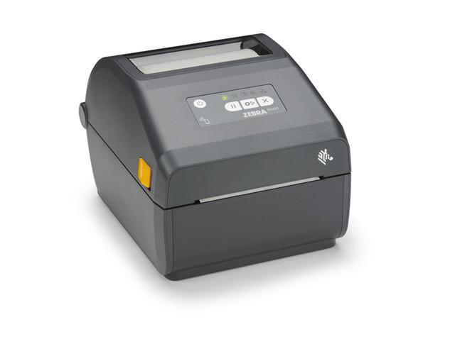 A grey desktop label printer